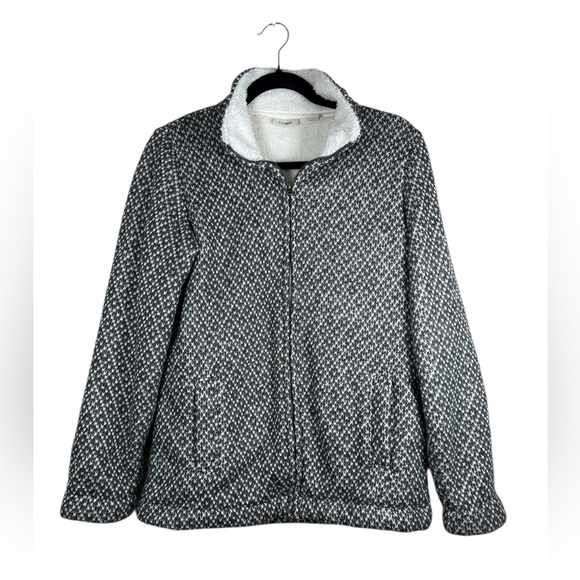 LL Bean Diamond Jacquard Fleece Lined Anorak Jacket Sz S - Picture 2 of 14